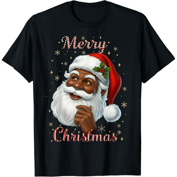 African American Santa Christmas Cool Black X-Mas T-Shirt- American fashion hot selling casual retro high quality 100% cotton T-shirt 1 piece