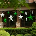 thumbnail image 5 of Hanging Star Decoration, Christmas Decoration Star Decoration Party, 4th of July Star Home Decorations, Ultra Lightweight, Fabric Covered, Fold Flat Metal Frame (32 inch, Green Metallic Mesh), 5 of 6