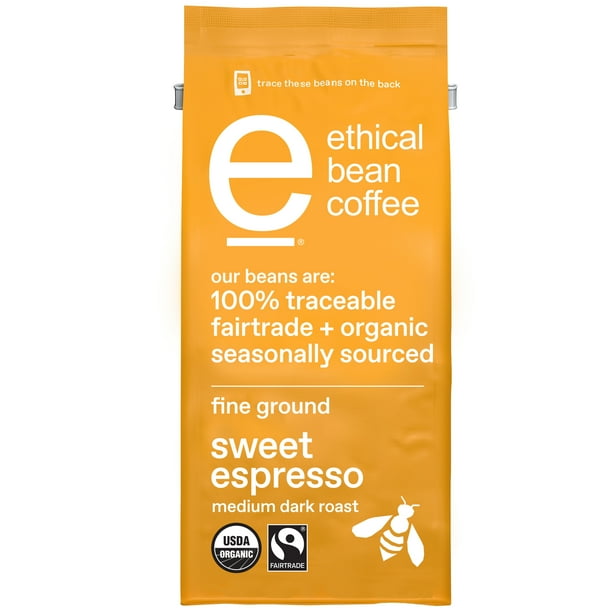 Ethical Bean Sweet Espresso Medium Dark Roast Fairtrade Organic Ground