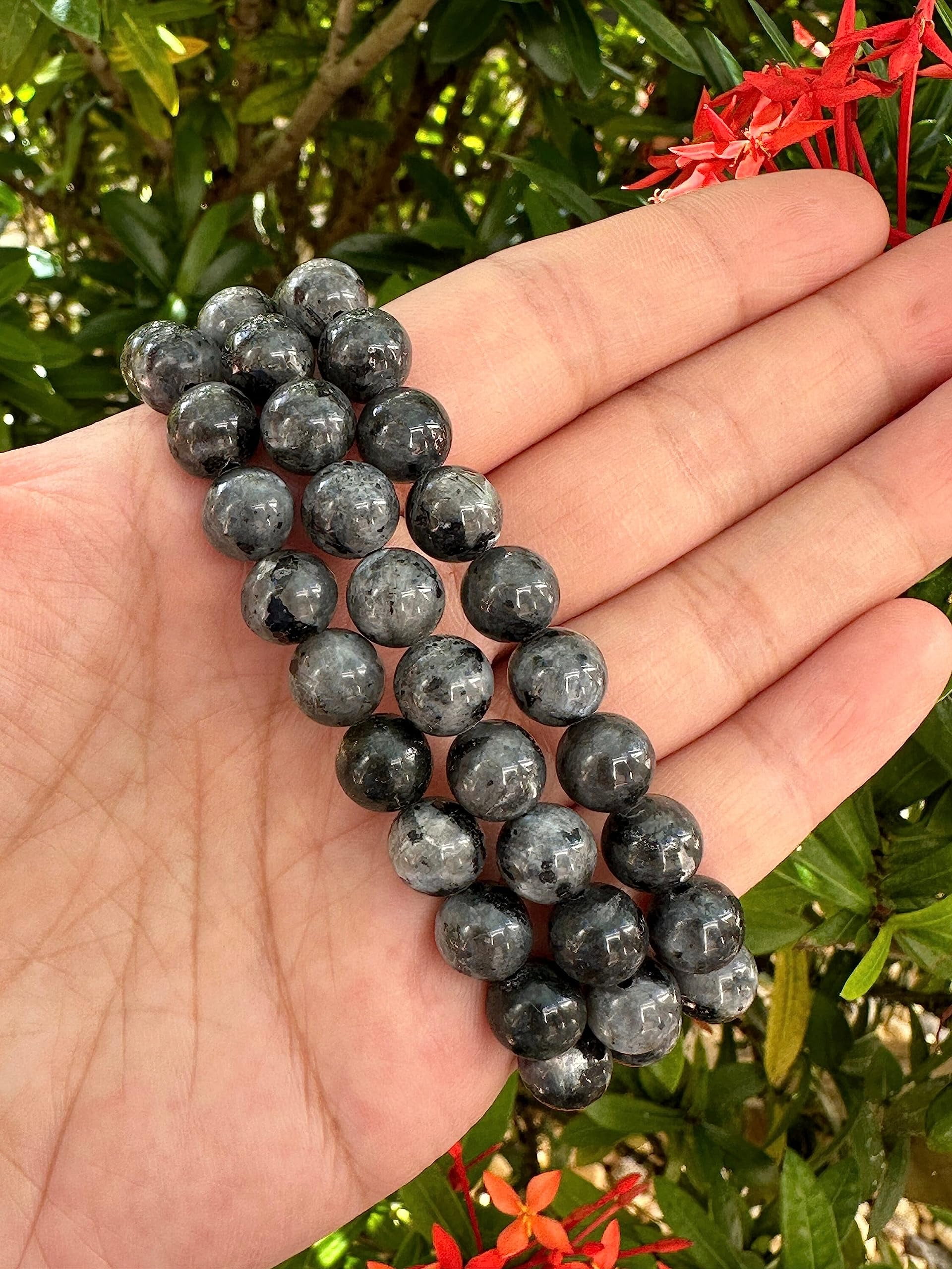 Black Labradorite Crystal Bead Bracelet 8mm, Wholesale Genuine Black Labradorite Stretch Gemstone Bracelet, Gift for Men & Women (10)