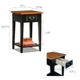 thumbnail image 3 of Leick Home 9041-SL One Drawer Square Side Table with Shelf, Medium Oak and Slate Black, 3 of 14