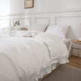 thumbnail image 3 of Move Over White Ruffle Duvet Cover King Only Soft Washed Microfiber Bedding Set Ruffled Pattern No Filling, 3 of 10