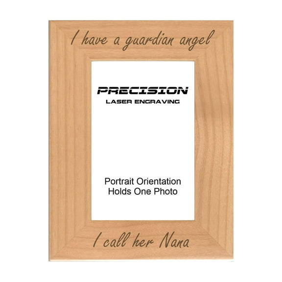 PrecisionNC Grandma Remembrance Frame I have a guardian angel I call her Nana Engraved Natural Wood Memorial Picture Frame 4x6 Portrait
