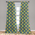 thumbnail image 4 of Ambesonne Tropical Curtains, Lemons Leaves Summer Plot, Pair of 28"x63", Earth Yellow Blue Grey, 4 of 4
