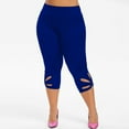 thumbnail image 3 of Henpk Leggings Yoga Plus Size Deals Clearance Under 10 Fashion Fashion Women Plus Size Solid Hollow Elastic Waist Casual Leggings Pants Blue XXXL, 3 of 9