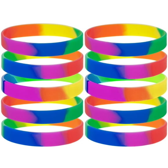 GOGO 120 PCS Rainbow Fierté Bracelets Bracelets en Silicone Bandes en Caoutchouc Partie accessoires-Rainbow-12 Packs