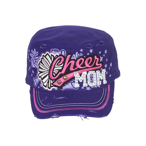 Top Headwear Cheer Mom Distressed Adjustable Cadet Cap - Purple