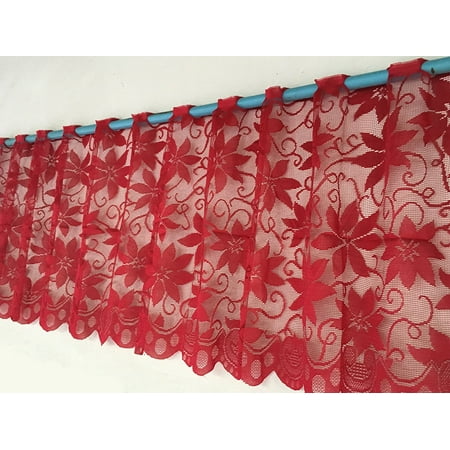 

Pendants Decor Christmas Red Poinsettia Lace Fabric Tablecloth Christmas Table Cloth