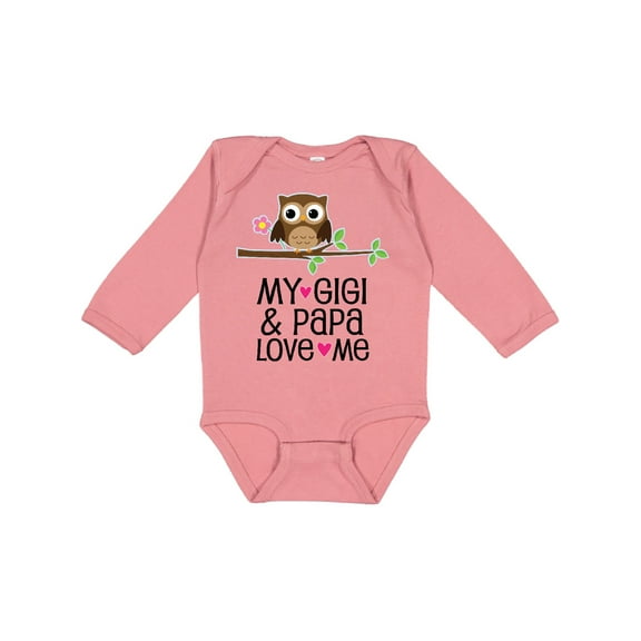 Inktastic My Gigi and Papa Love Me Granddaughter Girls Long Sleeve Baby Bodysuit