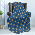 thumbnail image 4 of Astrology Soft Flannel Fleece Throw Blanket, Vintage Pattern with Celestial Elements Astronomic Ornaments, Cozy Plush for Indoor and Outdoor Use, 60" x 80", Yellow Brown and Blue, by Ambesonne, 4 of 5
