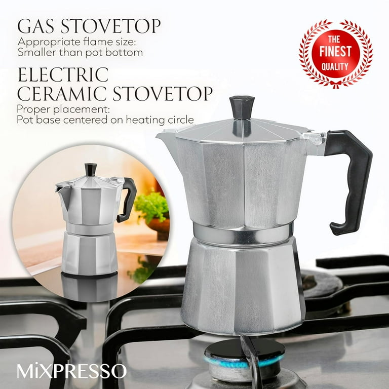 Mixpresso Moka Pot Stovetop Coffee Maker for Gas and Electric