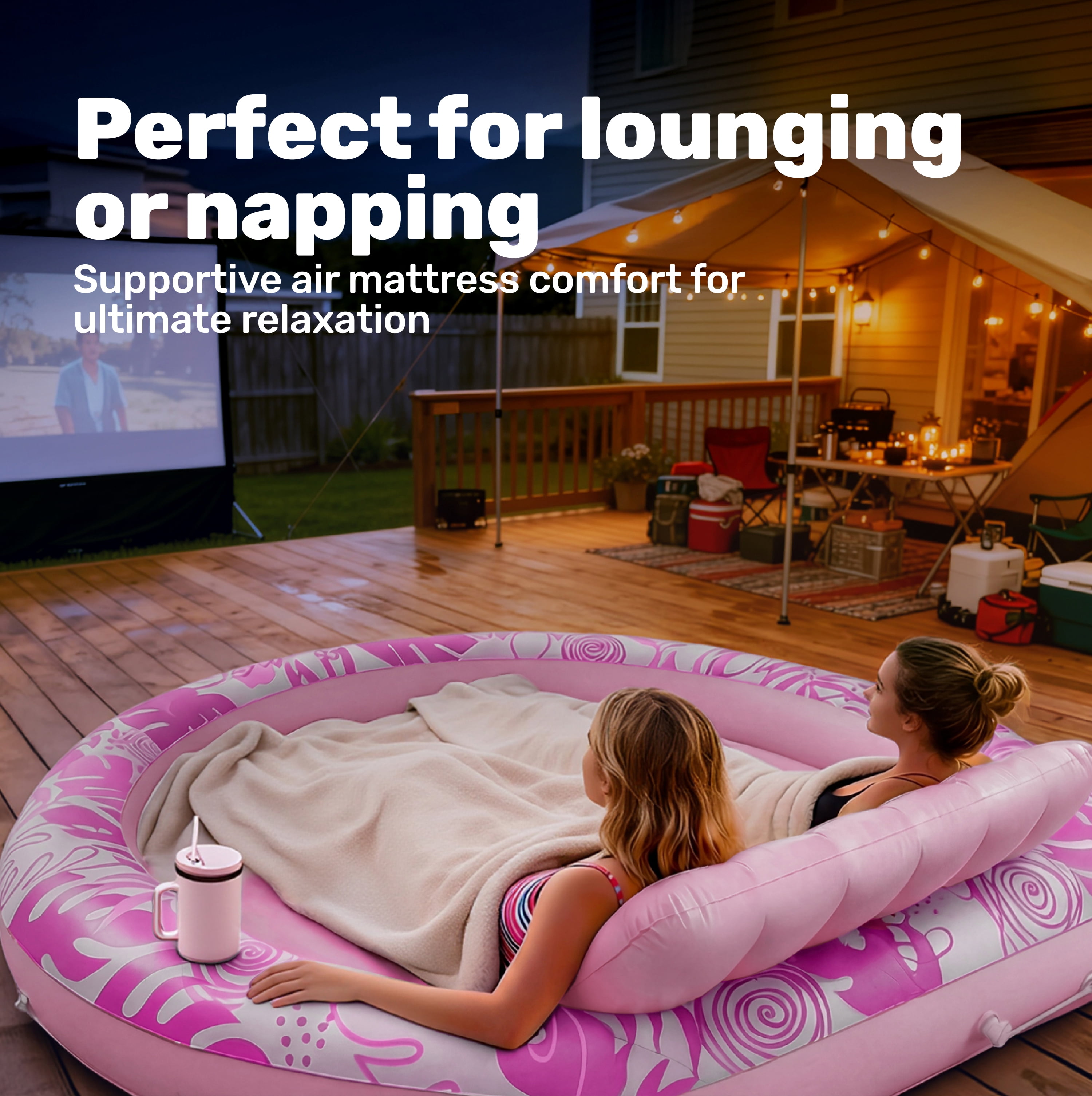 SLOOSH Inflatable Tanning Pool Lounger Float for Adults, 72" x 65" Large Suntan Tub Pool Floats Tanning Bed Blow up Pool Raft Lounge Floatie for Lake, Outdoor, Backyard, Swimming Pool