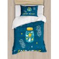 thumbnail image 1 of Sleep Duvet Cover Set Twin Size, Night Background Glass Jar Galaxy Stars and Text Childish Poster, Decorative 2 Piece Bedding Set with 1 Pillow Sham, Persian Blue Yellow, by Ambesonne, 1 of 3