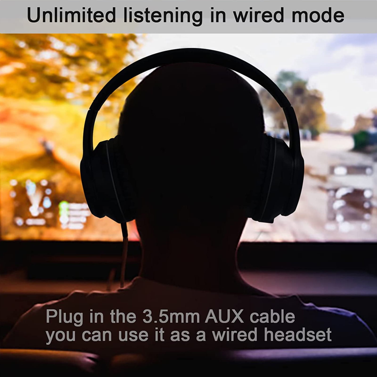 AEWLYLI Noise Cancelling Headphones, Foldable Over Ear Stereo Headset with Microphone, S31 Black
