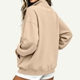 thumbnail image 4 of Yyeselk Women's Half Zip Sweatshirt Lightweight Stand Collar Sweatshirts for Women Long Sleeve Loose Fit Fall Clothes Khaki XL, 4 of 7