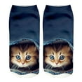 Farfi Cute 3D Cat Animal Print Women Breathable Polyester Elastic Low