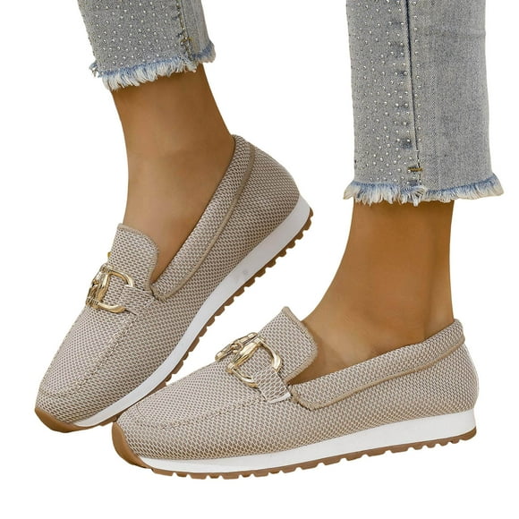 Pandaie Loafers for Women Casual Comfortable Slip on Oxford Flat Shoes Lightweight Office Business Work Walking Driving Shoes Khaki 7