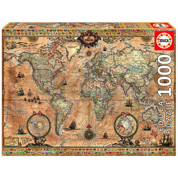 heno Declaración Perímetro Educa Antique World Map Jigsaw Puzzle, 1000 Pieces - Walmart.com