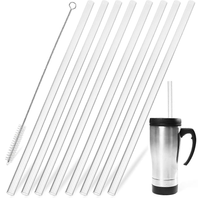 8PCS Reusable Silicone Straws with Cleaning Brush, Flexible, Heat Resistant, Dishwasher Safe for Tumbler Cups and Water Jugs