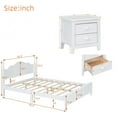 thumbnail image 3 of 3-Pieces Bedroom Sets, Queen Size Platform Bed Frame with Headboard, Footboard and 2 Nightstands, Fully Mattress Foundation with Heavy Duty 10 Wooden Slats Support, No Box Spring Needed, White, 3 of 9