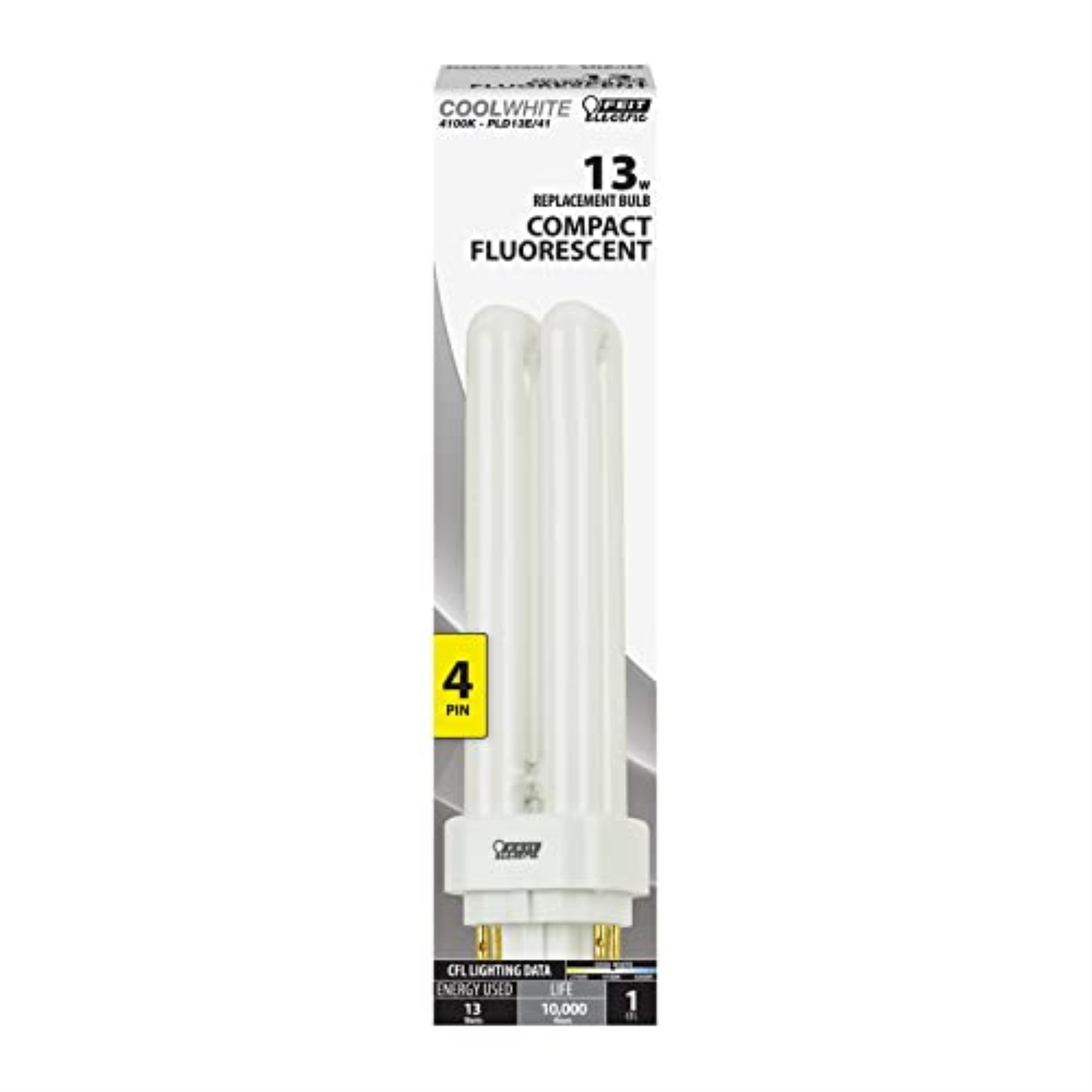 3009338 CFL BULB PL CL WHIT 13W Feit Electric 13 W PL 1.4 in. D X 5.2 in. L Fluorescent Bulb Cool White Compact 4100 K (Pack of 1)