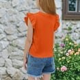 thumbnail image 3 of Plebaso Girls Summer T Shirts Ruffle Short Sleeve Twist-Front Shirts Casual Crewneck Summer Tee Tops, 3 of 7