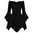 thumbnail image 4 of DHFJKG Womens Pirate Mini Dresses, Off The Shoulder Flare Sleeve Halloween Dress, Smocked Waist Gothic Dress, 4 of 4