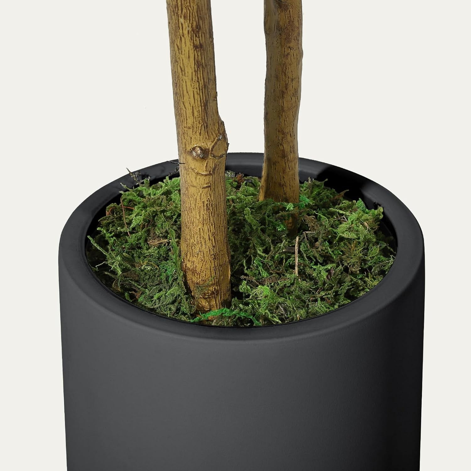 Artificial Olive Tree for Indoor Decor, Faux Olive Plant with Natural Wood Trunk, Planter & Green Moss, Lifelike Fake Tree for Home or Office Display