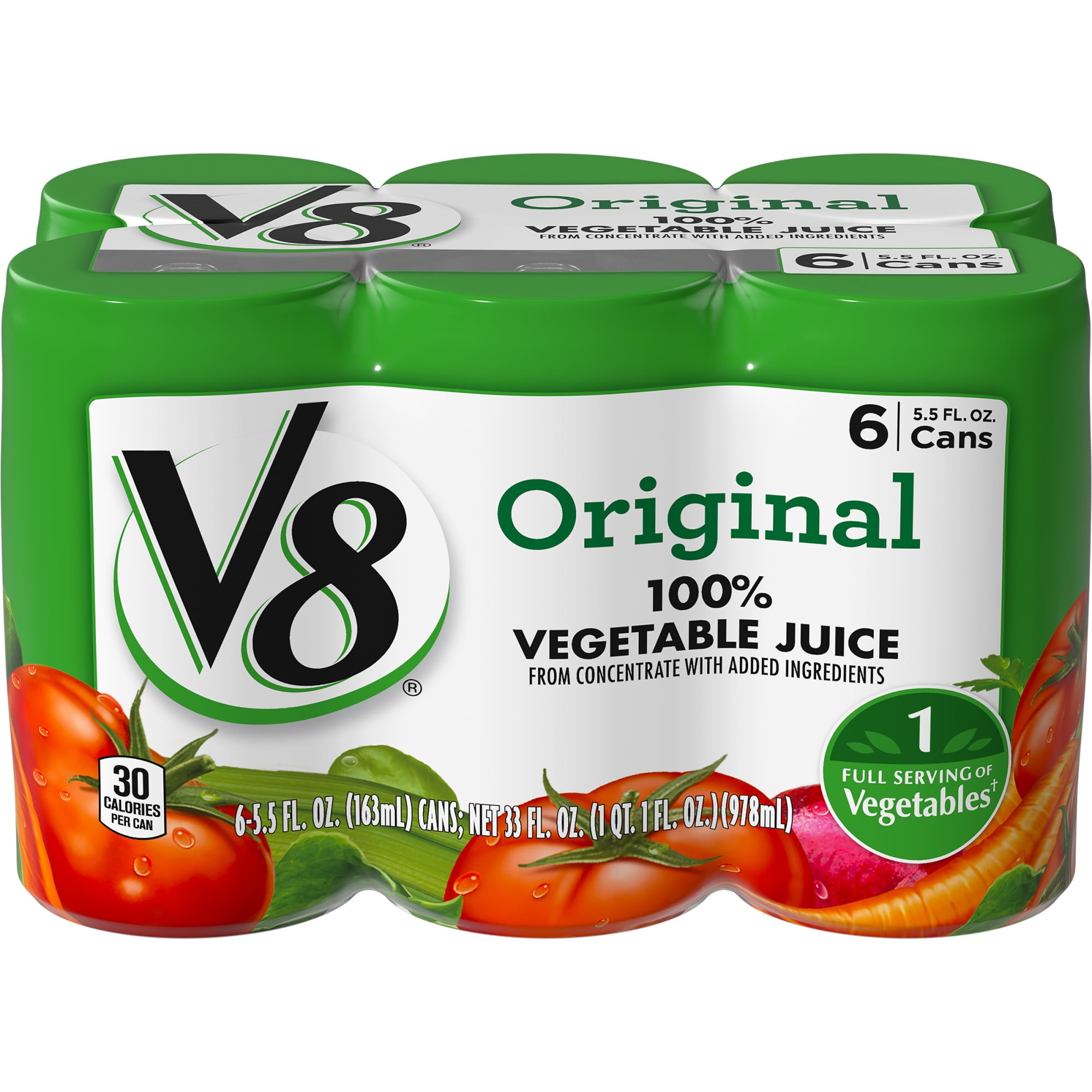 V8 Original 100 Vegetable Juice, 5.5 oz. Can (Pack of 6)