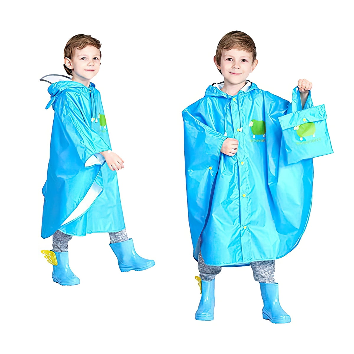 Kepooman Kids Cartoon Raincoat with Children's Brim & Storage Bag, Waterproof Rain Jacket Coat Boys and Girls Raincoat Poncho Cape, XL Size & Blue Kepooman Kids Cartoon Raincoat with Children's Brim & Storage Bag, Waterproof Rain Jacket Coat Boys and Girls Raincoat Poncho Cape, XL Size & Blue