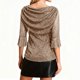 thumbnail image 5 of Ounisa Blouses for Women Dressy Casual 3/4 Sleeve Cowl Neck Sparkly Tops Cocktail Shirts for Evening Party, 5 of 6
