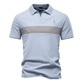 thumbnail image 3 of Blusa y camisa de manga corta con cuello vuelto para hombre, de verano, de color liso, con solapa, informal, de manga corta, 3 of 6