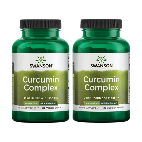 Swanson Curcumin Complex - Herbal Supplement Supporting Joint Health, Mobility & Physical Function - Standardized with BioPerine for Maximum Absorption - (120 Veggie Capsules) (2 Pack)
