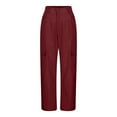 thumbnail image 4 of XFLWAM Women's Wide Leg Cargo Pants Elastic Waist Lightweight Casual Pants Y2K Baggy Trousers with Pockets Wine Red L, 4 of 5