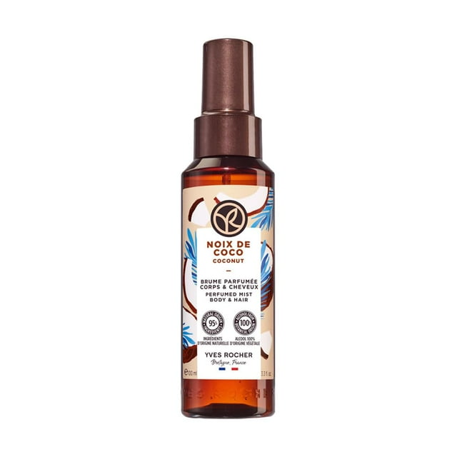 Yves Rocher Perfume Mujer Mist Cuerpo y Cabello - Sensualidad Satinada para Cuerpo y Cabello - 96% Ingredientes Naturales - Vegana y Botella Reciclada -100 ml (Coco)