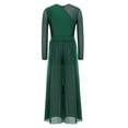 thumbnail image 5 of Aislor Boys Lyrical Outfit Long Sleeve V Neck Back Zipper Leotard with Mesh Split Pants Modern Dance Set for Recital Dark Green 6, 5 of 7