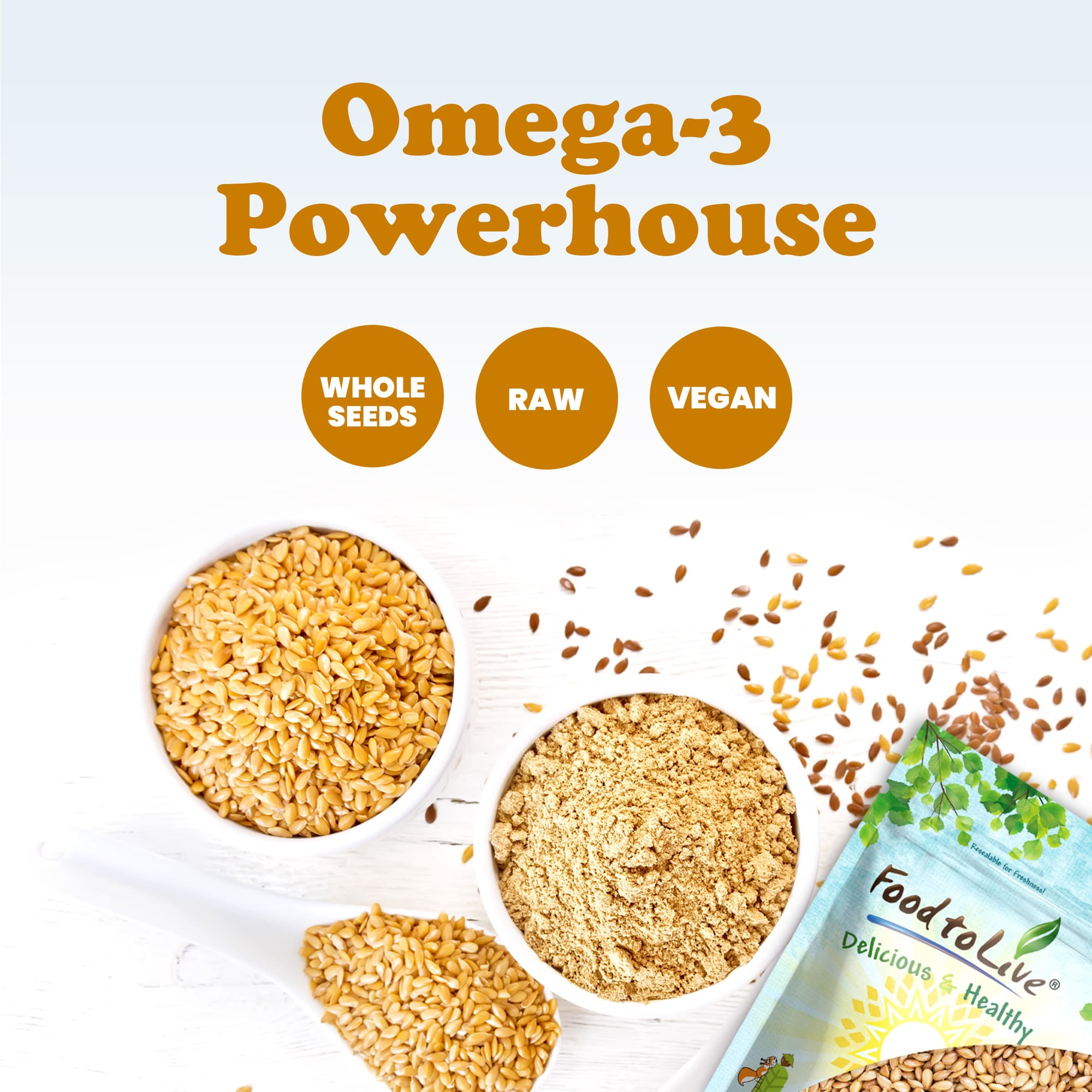 Golden Flax Seeds, 5 Pounds - Kosher, Raw, Vegan - by Food to Live