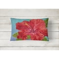thumbnail image 2 of Carolines Treasures TMTR0319PW1216 Red Hibiscus by Malenda Trick Canvas Fabric Decorative Pillow, 12H x16W, multicolor, 2 of 3