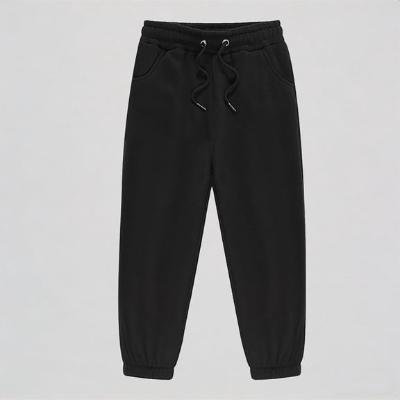 Krdevn Kids Unisex Elastic Waist Jogger Pants Solid Color Casual Sports Trousers,6-7 Years