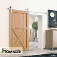 thumbnail image 2 of Homacer Brushed Nickel Sliding Barn Door Hardware Kit, for One/Single Door, 11ft Long Flat Track, Arrow Design Roller, Heavy Duty, for Interior & Exterior Use, 2 of 7