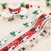 Vnanda 3 Rolls Christmas Ribbons Wired Edge Ribbons Farmhouse Craft Ribbon Christmas Trees Snowflakes Gnome Buffalo Plaid Wired Ribbon for Xmas Gift Wrapping Decoration