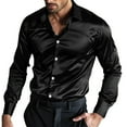 thumbnail image 2 of Mens Satin Silk Dress Shirt Long Sleeve Casual Shirts Disco Club Wedding Party, 2 of 11