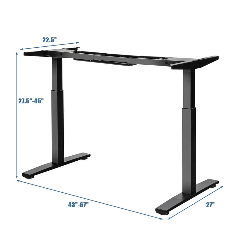 Angeles Home 53.5 in. W Steel Height Adjustable Electric Computer Sit-Stand Desk Frame with Button Controller, Black, No Tabletop