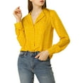thumbnail image 2 of DARING DIVA Women's Notched Lapel V Neck Heart Polka Dots Shirt XL Yellow, 2 of 7