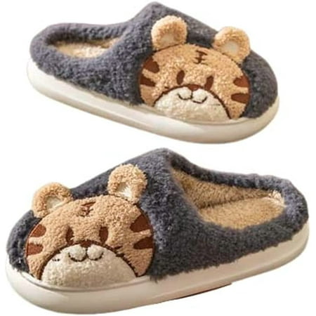 

PIKADINGNIS Cute Tiger Furry Winter Slippers for Women Men Soft Warm Fluffy Fur Indoor House Shoes Outdoor Anti-skip
