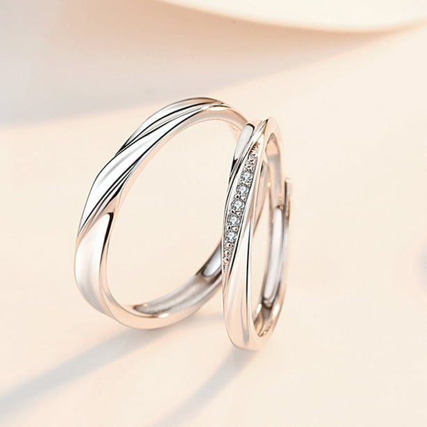 Adjustable Open Size Couple Ring Silver Finger Ring Simple and Elegant Polished Design Jewelry Gift Walmart