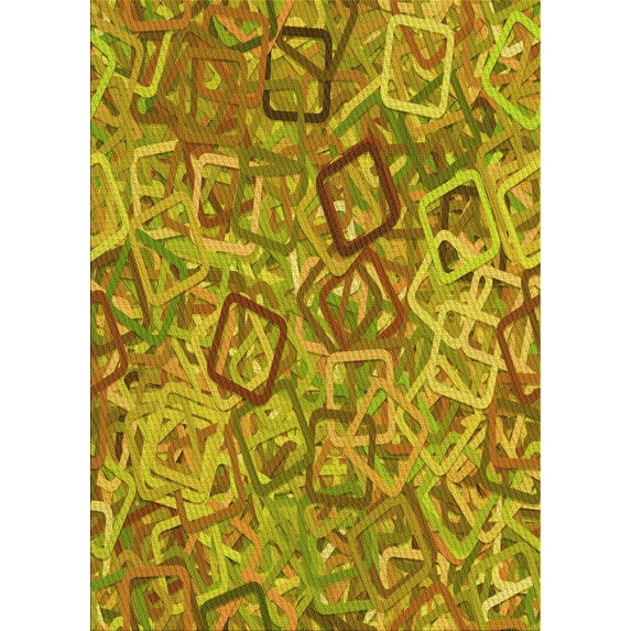Ahgly Company Indoor Rectangle Patterned Golden Brown Yellow Area Rugs, 2' x 3'