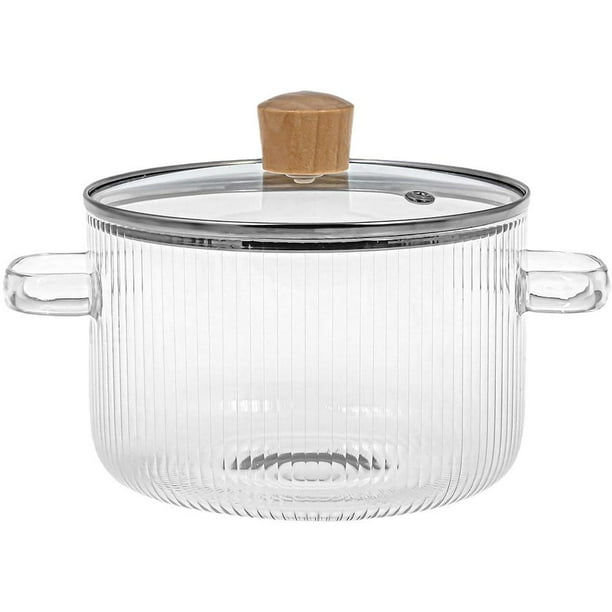 SGACAI Olla de vidrio para cocinar EIRZNGXQ con tapa, olla de vidrio de borosilicato resistente al calor para cocina, olla para cocinar en estufa con tapa y asa, olla para cocinar a fuego lento, ol