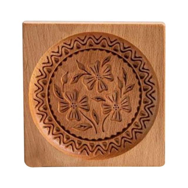 Xihbxyly Molde de Madera para Tallar, de Haya, con Diseño de Rosas, Revestimiento de Cera de Abejas Seguro, Fácil de Limpiar, Herramienta para Hornear Pan de Jengibre, Galletas, Pasteles, Repostería