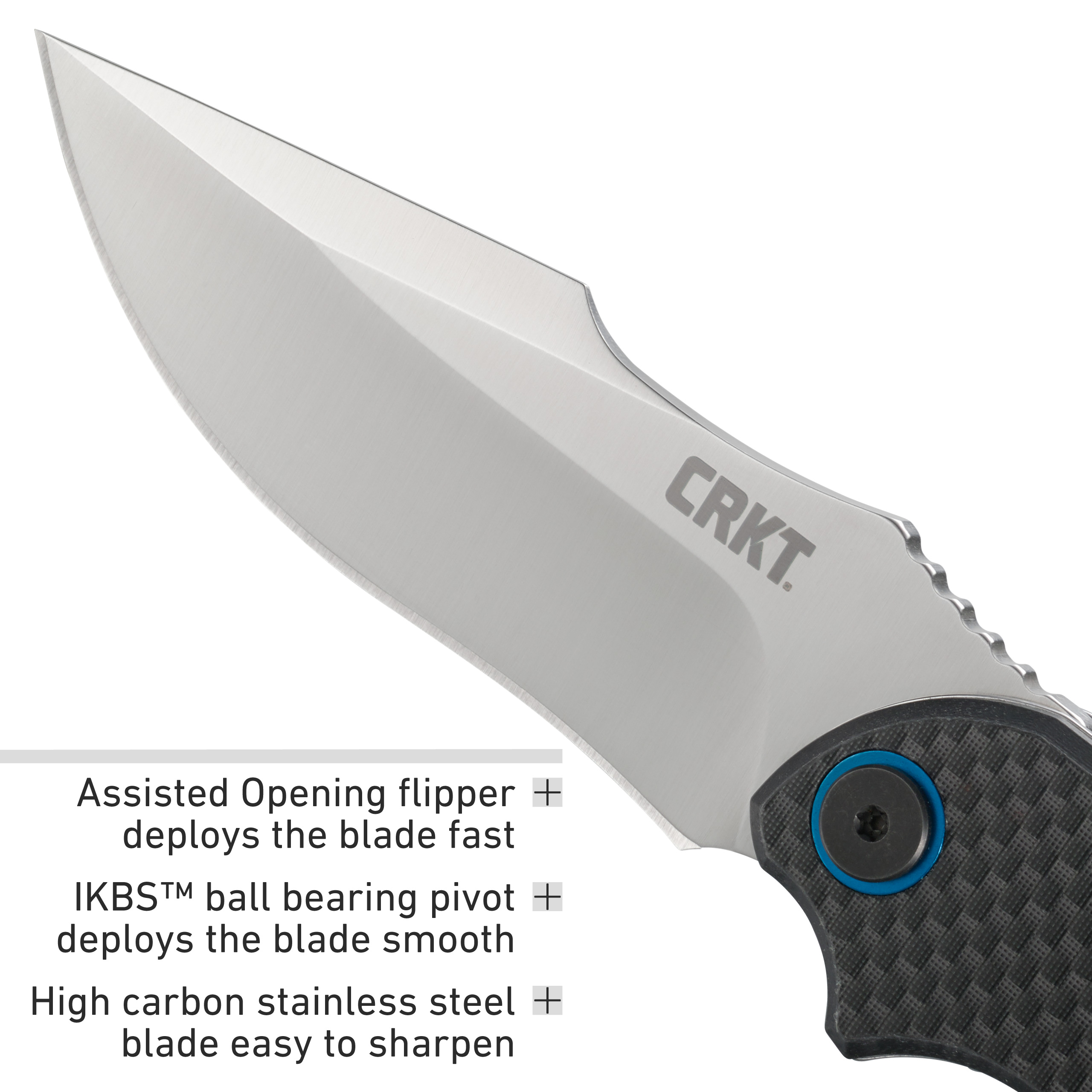 CRKT P.S.D. (Particle. Separation. Device.) Assisted Folding Knife with Liner Lock: 1.4116 Plain Edge Blade, Carbon Fiber w/G10 Base Handle, Reversible Pocket Clip, 7920